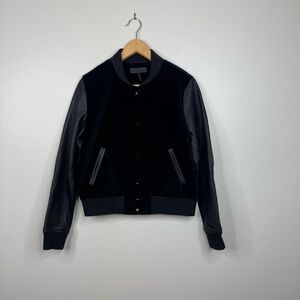 Rag And Bone Jeans Camden Varsity Leather Jacket Medium Collar